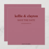 ワインレッド モダン タイプ 結婚式 Save The Date セーブザデート (正面/裏面)