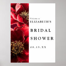 ワインレッド モダン フラワー ブライダルシャワー ウェルカムサイン