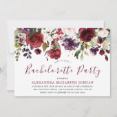 ワインレッド ロマンチック フラワー ブライズメイド パーティー 招待状 (正面)