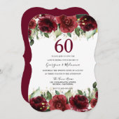 ワインレッド ロマンチック 60周年 結婚記念日 招待状 (正面/裏面)