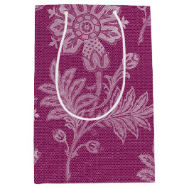 ワインレッド 花飾りレース ブライダルシャワー ミディアムペーパーバッグ