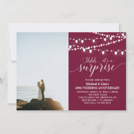 ワインレッド 40周年 フォト ウェディング アニバーサリー 招待状
