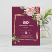 ワインレッド 50周年 | 誕生日 | 結婚式 招待状 (スタンド正面)