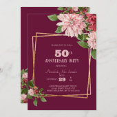 ワインレッド 50周年 | 誕生日 | 結婚式 招待状 (正面/裏面)