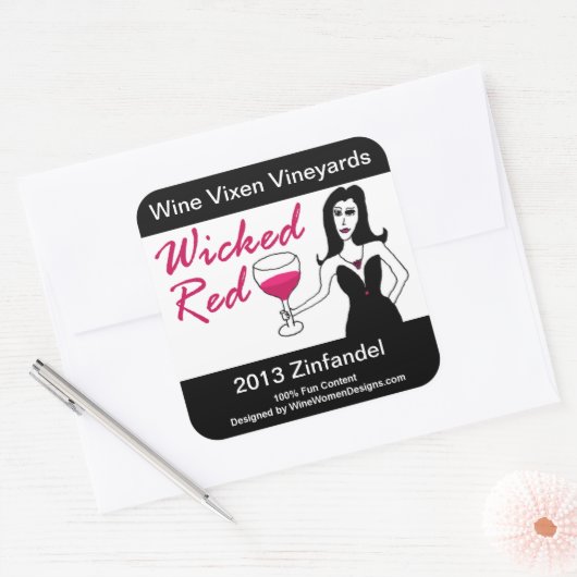 ワインヴィクセン悪い赤フェイクワインラベル スクエアシール (封筒)