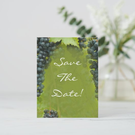 ワインヴィネヤードテーマウェディング日付を保存 案内ポストカード (スタンド正面)