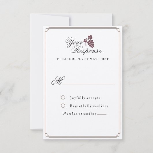 ワインヴィネヤードモダンヴィンテージRSVPカード 出欠カード (正面)