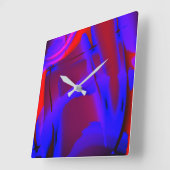 ワイン上の青絵を描色のトリミングされたデジタル倍率 スクエア壁時計 (傾斜)