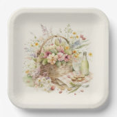 ワイン入りピクニックバスケットボトル ペーパープレート (正面)