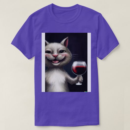 ワイン入り猫1 Tシャツ (デザイン正面)