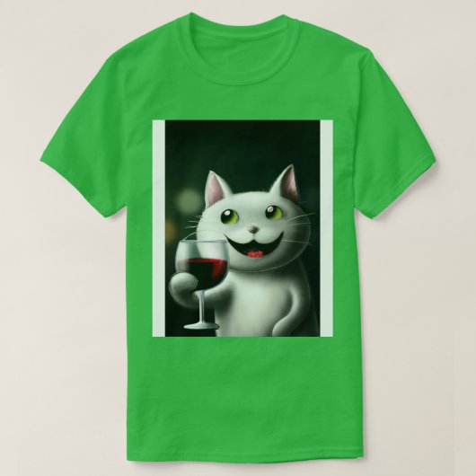 ワイン入り猫3 Tシャツ (デザイン正面)