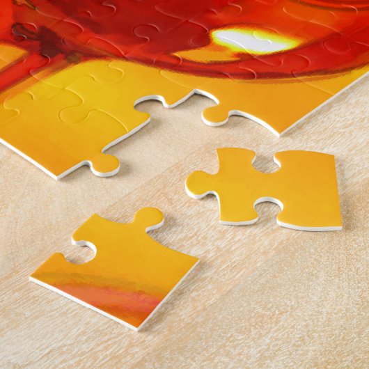 ワイン及びガラスの抽象的なボトル ジグソーパズル (側面)