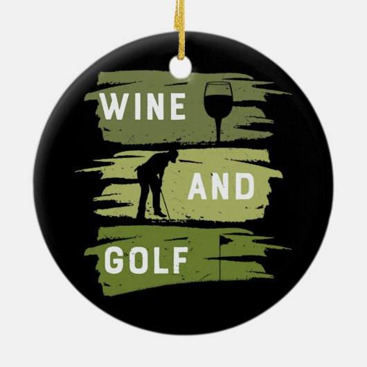 ワイン及びゴルフ好きワイン好きゴルフ用ギア セラミックオーナメント (裏面)