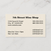 ワイン及びシャンペン 名刺 (裏面)