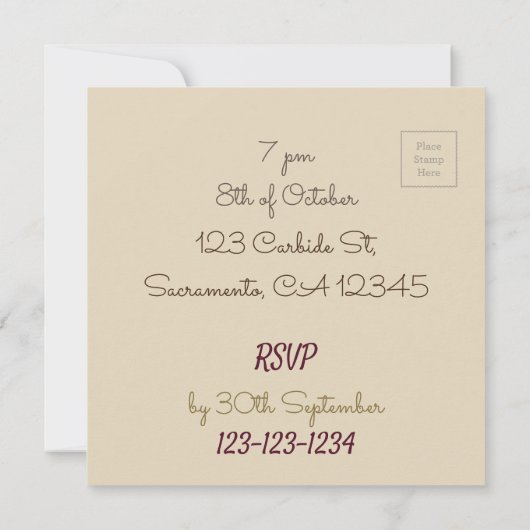 ワイン及びチーズパーティの招待状カメルチーズ 招待状 (裏面)