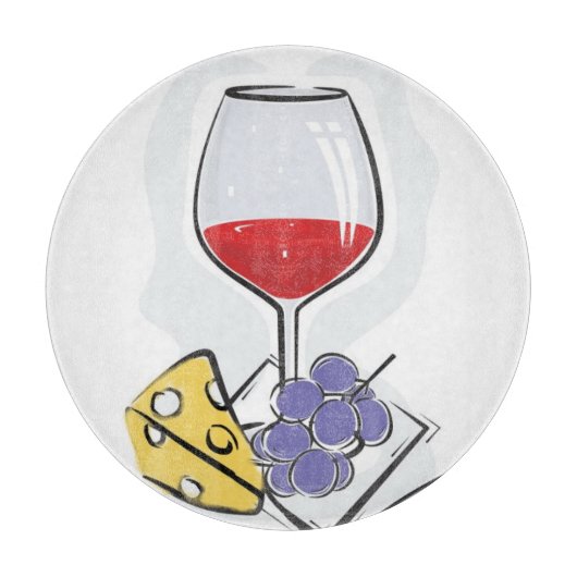ワイン及びチーズ装飾的なガラスまな板 カッティングボード (正面)