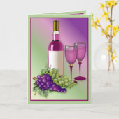 ワイン及びブドウのトースト カード (黄色い花)