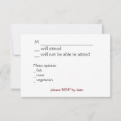 ワイン夕餐会招待 出欠カード (裏面)