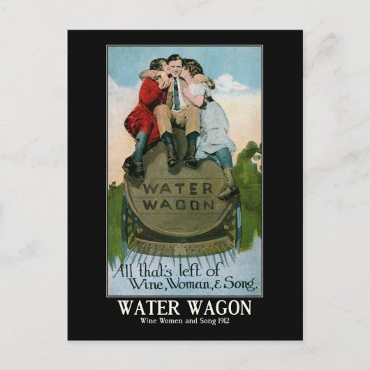 ワイン女性歌1910s漫画ヴィンテージインスパイア ポストカード (正面)