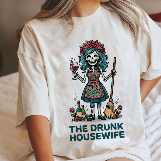 ワイン好きな主婦のスケルトン コミック トライブレンドTシャツ