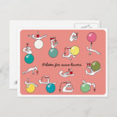 ワイン好きの葉書、サーモン用ピラティス ポストカード (正面/裏面)