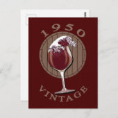 ワイン好きの誕生日 - 1950年ヴィンテージ ポストカード (正面/裏面)