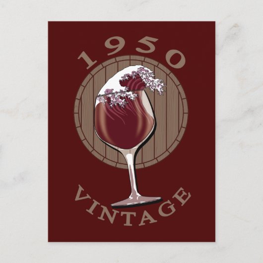 ワイン好きの誕生日 - 1950年ヴィンテージ ポストカード (正面)