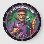 ワイン好き男と葉巻ポートレート ラージ壁時計 (正面)
