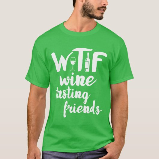 ワイン好き おもしろ WTF ワイン試飲 友達 飲酒 v Tシャツ (正面)