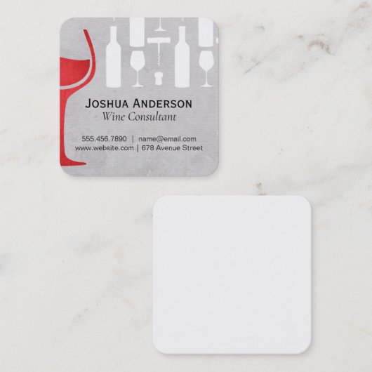 ワイン好き スクエア名刺 (正面/裏面)