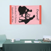 ワイン婚約したを自慢するロマンチックなカップルのシルエット 横断幕 (トレードショー)