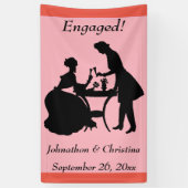 ワイン婚約したを自慢するロマンチックなカップルのシルエット 横断幕 (縦)