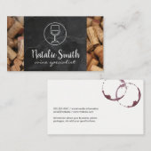 ワイン専門家 | ブドウ畑 | 石板とコルク 名刺 (正面/裏面)