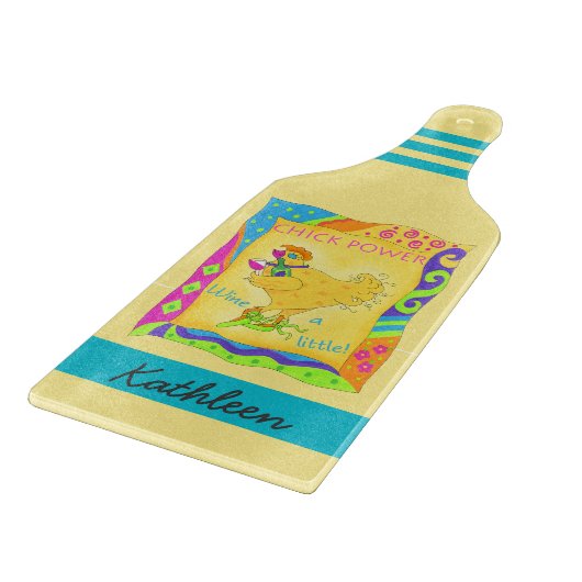 ワイン小さなシックなパワー名イエローパーソナライズされた カッティングボード (角)