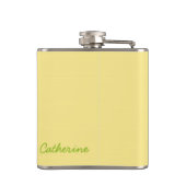 ワイン小さなシックなパワー名イエローパーソナライズされた フラスク (裏面)