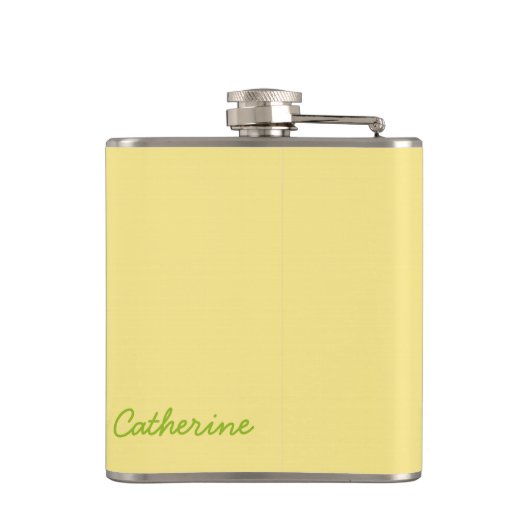 ワイン小さなシックなパワー名イエローパーソナライズされた フラスク (裏面)