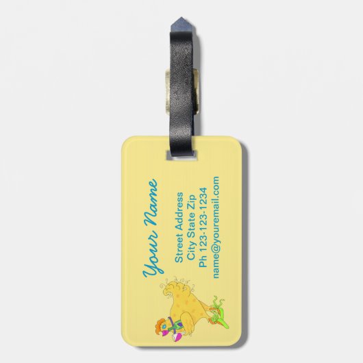 ワイン小さなシックなパワー白っぽい黄色 ラゲッジタグ (裏面縦)