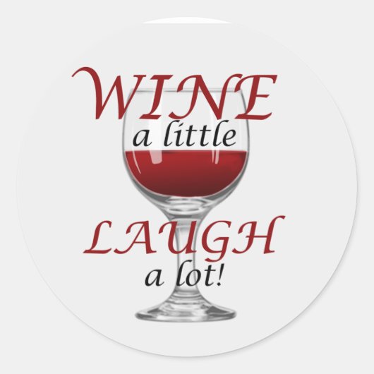 ワイン少し笑う多くのステッカー ラウンドシール (正面)