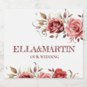 ワイン店のために咲くピンクの春バラ スパークリングワインラベル (シングルラベル)