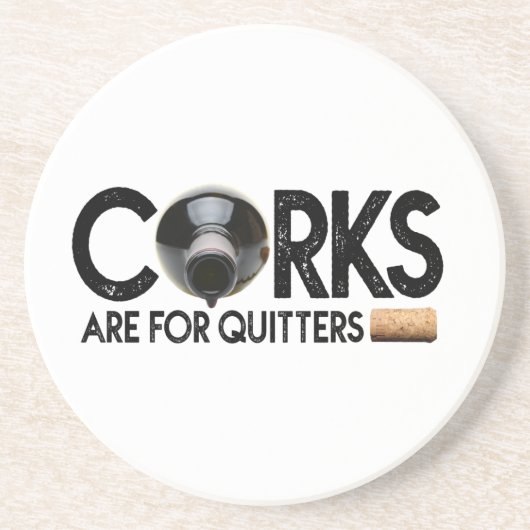 ワイン引用文"Corks for Quiters"砂岩コースター コースター (正面)