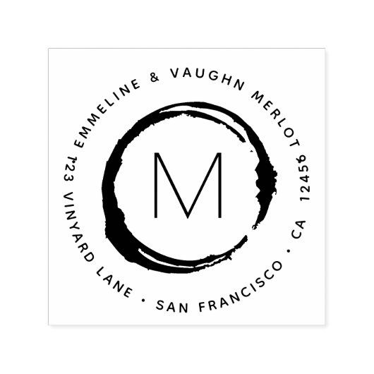 ワイン恋人とモノグラムガラスサークルステイン セルフインキングスタンプ (デザイン)