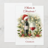 ワイン愛好家のためのクリスマスカード 名前入り シーズンカード (正面/裏面)