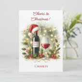 ワイン愛好家のためのクリスマスカード 名前入り シーズンカード (スタンド正面)
