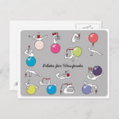 ワイン愛好家の葉書、グレーのドイツ語のためのピラティス ポストカード (正面/裏面)