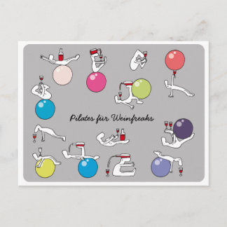 ワイン愛好家の葉書、グレーのドイツ語のためのピラティス ポストカード