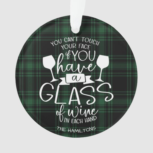 ワイン愛好家ギフトおもしろい2020コービッドクリスマスグリーン オーナメント (正面)
