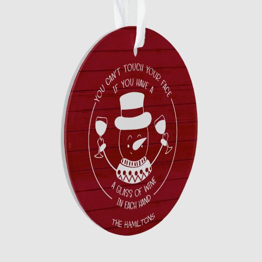 ワイン愛好家ギフトおもしろい2020コービッドクリスマスレッド オーナメント (正面)