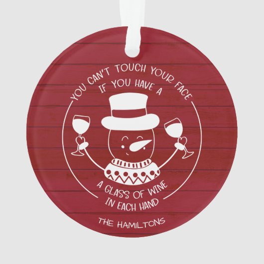 ワイン愛好家ギフトおもしろい2020コービッドクリスマスレッド オーナメント (裏面)