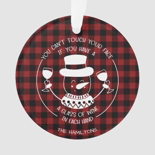 ワイン愛好家ギフトおもしろい2020コービッドクリスマス オーナメント (正面)
