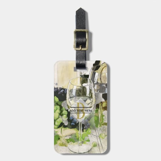 ワイン愛好家ギフト – スタイリッシュ MONOGRAM 図解入りの、写真付きの ラゲッジタグ (正面縦)